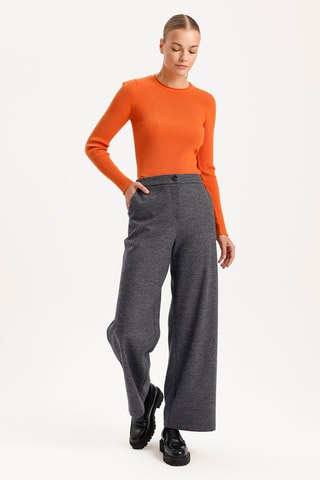 Pantalon wide legs en laine taille haute - Anthracite