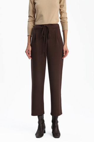 Pantalon wide leg 7/8 - Marron