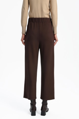 Pantalon wide leg 7/8 - Marron