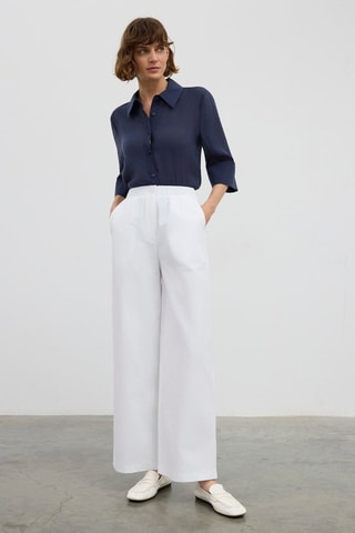 Pantalon taille haute - Blanc
