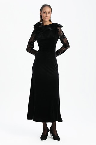 Robe longue bi-matière - Noir