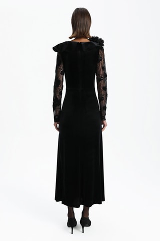 Robe longue bi-matière - Noir