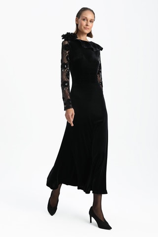 Robe longue bi-matière - Noir