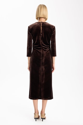 Robe midi en velours - Marron