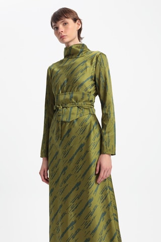 Robe midi - Vert olive et bleu pétrole