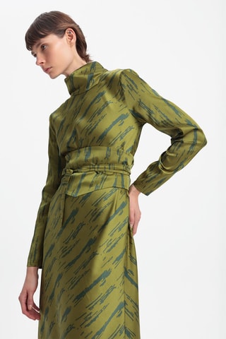 Robe midi - Vert olive et bleu pétrole