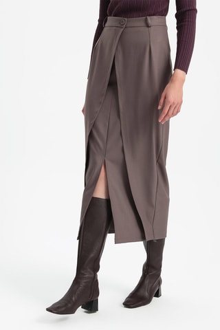 Jupe portefeuille - Taupe