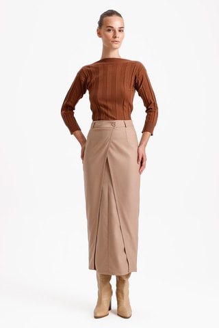 Jupe portefeuille - Taupe