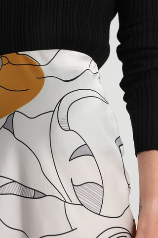 Jupe midi taille haute - Ecru et moutarde