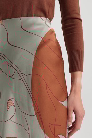 Jupe midi taille haute - Gris et rouge brique