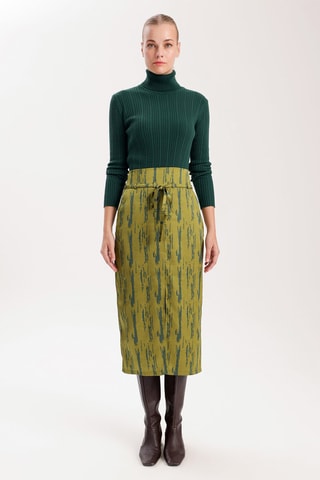 Jupe midi - Vert olive
