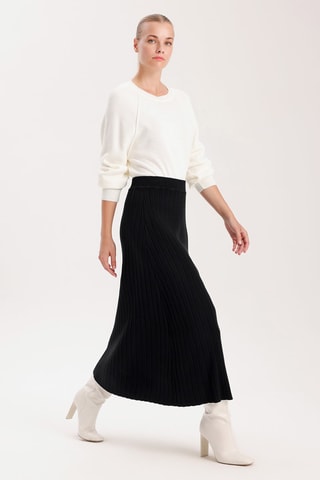 Jupe midi taille haute- Noir
