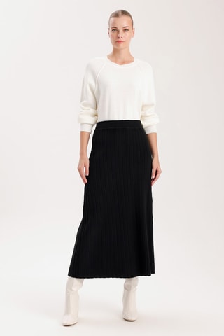 Jupe midi taille haute- Noir