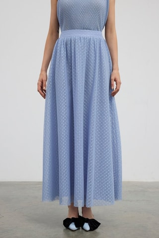 Jupe longue taille haute - Bleu
