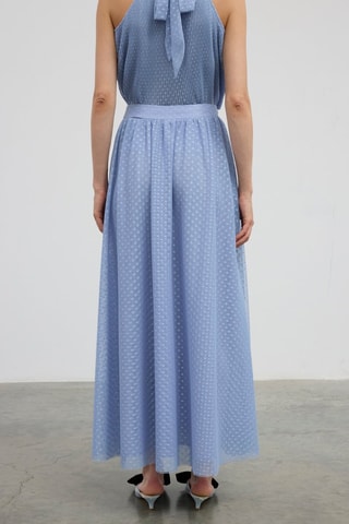 Jupe longue taille haute - Bleu