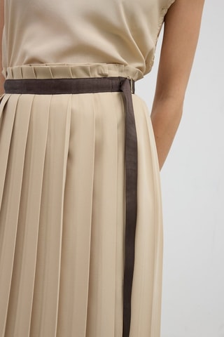 Jupe plissée taille haute - Beige