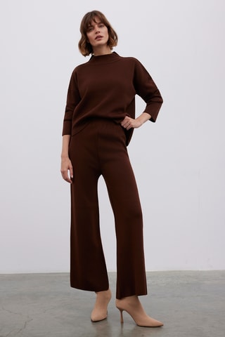 Pantalon wide legs - Marron