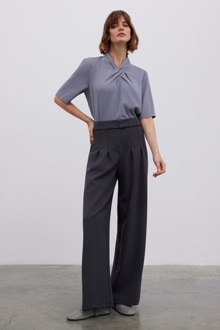 Pantalon wide legs - Gris foncé