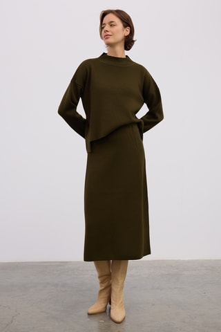 Jupe midi - Kaki