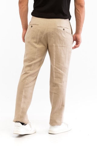 Pantalon carotte en lin - Beige - Incotex