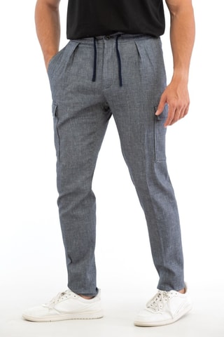 Pantalon carotte - Bleu chiné - Incotex