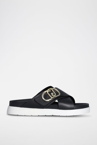 Mules plateformes en cuir - Noir