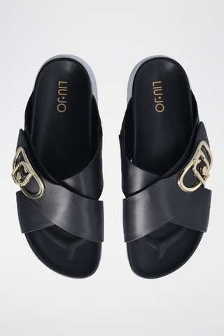 Mules plateformes en cuir - Noir