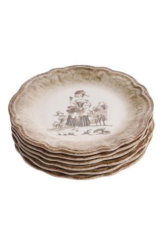 6 assiettes à dessert en porcelaine - 22 x 22 cm