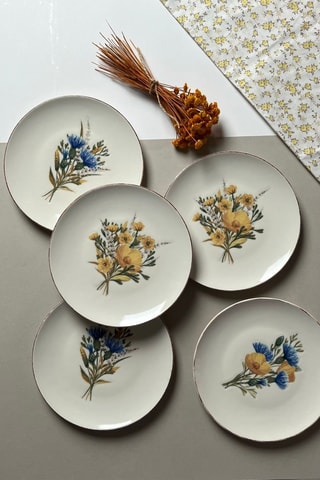 6 assiettes à dessert en porcelaine - 21 x 21 cm