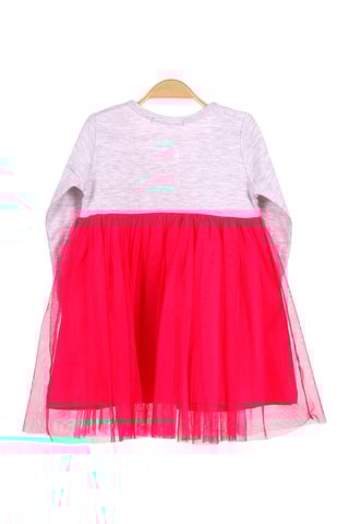Robe - Gris clair chiné et fuchsia