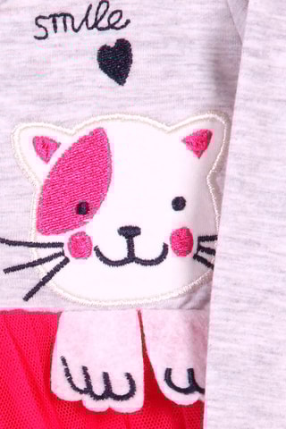 Robe - Gris clair chiné et fuchsia