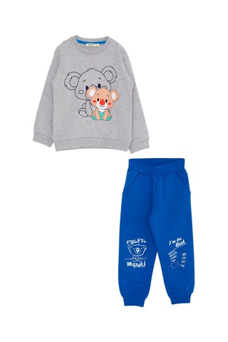 Pyjama - Gris chiné et bleu roi