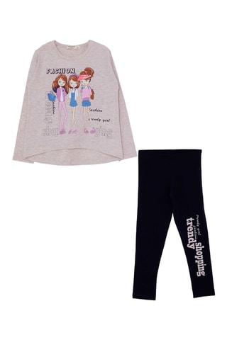 T-shirt et legging - Beige chiné et noir