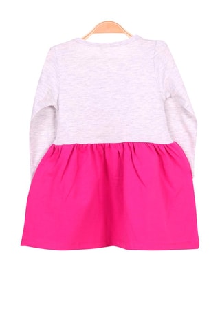 Robe - Beige chiné et fuchsia