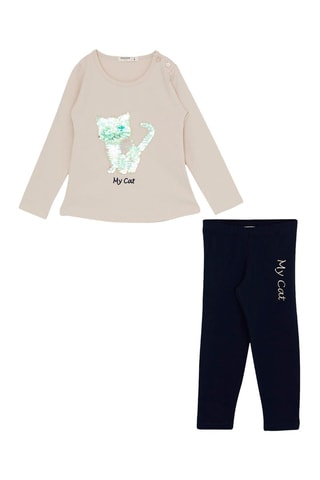 T-shirt et legging - Beige et noir