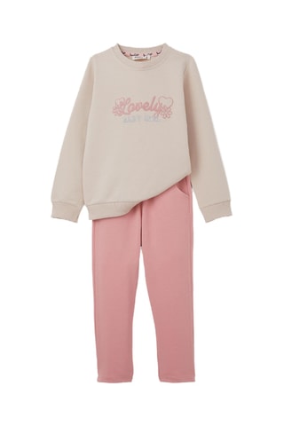 Sweat et pantalon - Beige et rose