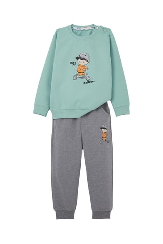 Sweat et jogging - Vert d'eau et gris foncé chiné