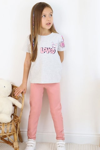 T-shirt et legging - Gris clair chiné et rose