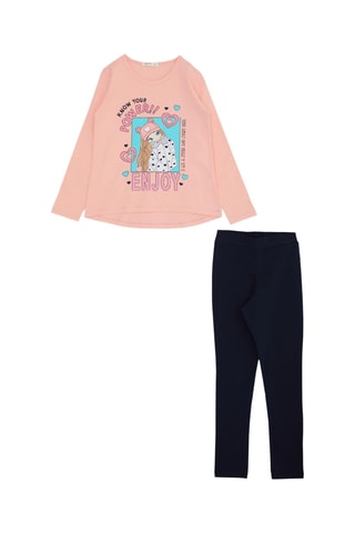T-shirt et legging - Saumon et noir