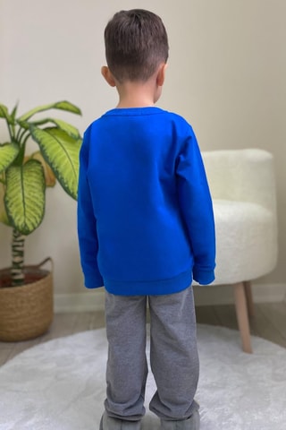 Sweat et pantalon - Bleu roi et gris chiné