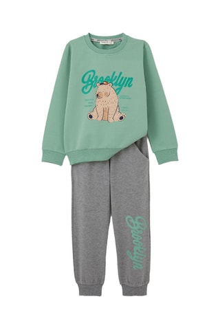 Sweat et jogging - Vert menthe et gris chiné