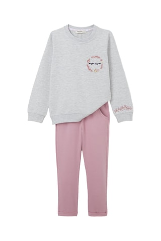 Sweat et pantalon - Gris clair et rose