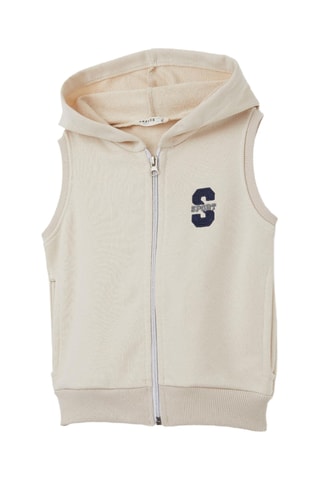 Sweat sans manches à capuche - Beige