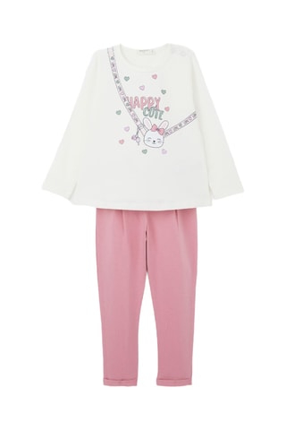 T-shirt et legging - Ecru et rose
