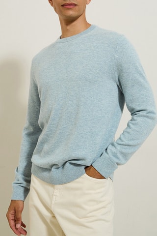 Camisola em lã de merino e caxemira - Azul-celeste