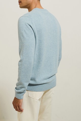 Camisola em lã de merino e caxemira - Azul-celeste
