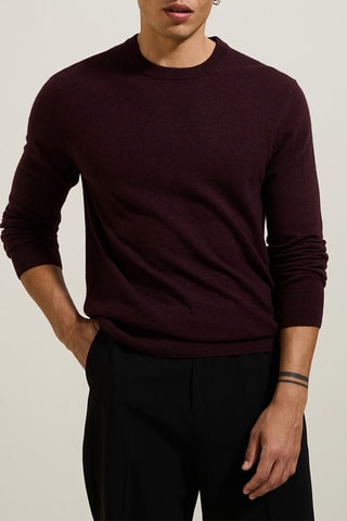 Camisola em lã de merino e caxemira - Bordô