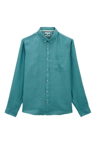 Camisa regular em linho - Verde-claro