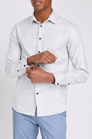 Camisa slim Cinzento claro