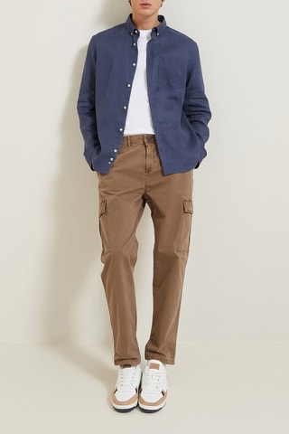 Camisa regular fit de lino - Azul